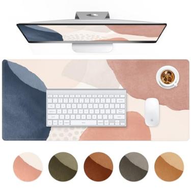 Imagem de HAOCOO Tapete de mesa, tapete de mesa de computador, mouse pad grande para mesa, Mousepad de jogos XXL para desktop com base antiderrapante, tapete de teclado de laptop à prova d'água para escritório em casa, boho rosa claro