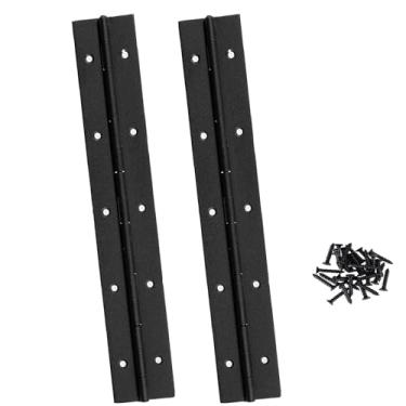 Imagem de Dobradiças pretas contínuas e de piano de 25 cm - 2 peças de dobradiças de aço inoxidável resistentes com furo - 0,1 cm de espessura, 5 cm de largura aberta - Ideal para portas de armário dobráveis