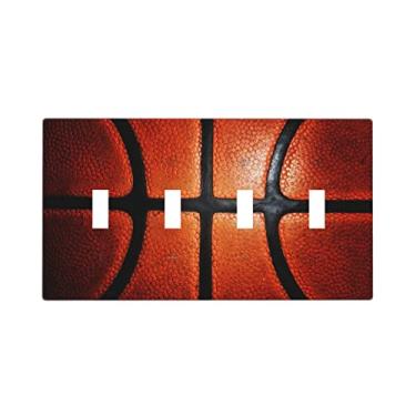 Imagem de Capa decorativa engraçada para interruptor de luz de basquete placa de interruptor quádruplo placa de parede com 4 interruptores para cozinha, quarto, 11 x 20 cm