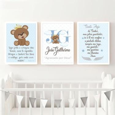 Imagem de 3 Quadros Infantil Ursinho Príncipe - FlorEllas, Ursinho Marrom