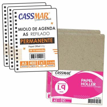 Imagem de Kit para Agenda Permanente Miolo + Papel Holler 1.9mm 10 un - Cassmar 