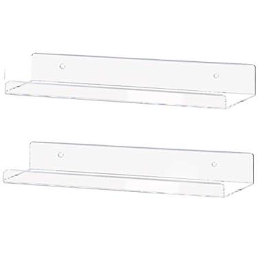 Imagem de Prateleira invisível Weiai de 38 cm de acrílico transparente flutuante para parede, prateleiras para livros infantis montadas na parede, prateleiras de exibição para organizador de banheiro, prateleira para temperos para pendurar (pacote com 38 cm)