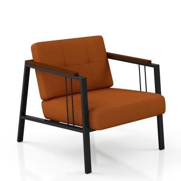 Imagem de Poltrona Decorativa Pomezia Estilo Industrial Preto/terracota - M.a