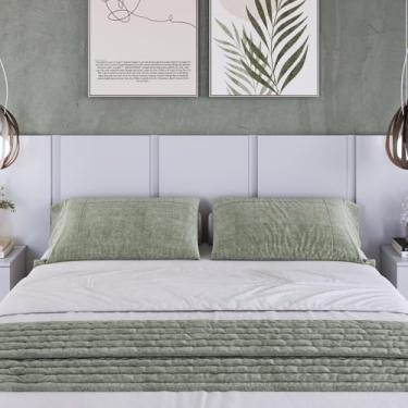 Imagem de Cabeceira para Cama de Casal com Mesas de Cabeceira Zurique Branco