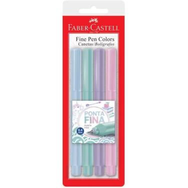 Imagem de Caneta Hidrográfica Fine Pen 0.4 Pastel Estojo 4 Cores - Faber Castell