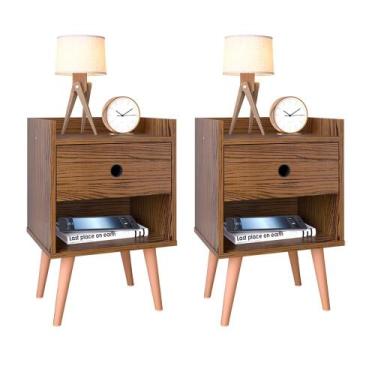 Imagem de Kit 2 Mesas De Cabeceira Com Gaveta Para Quarto Decore Retro -  - MOVE