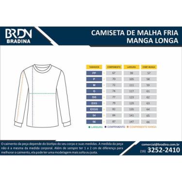 Imagem de Camiseta malha fria, manga longa, com punho direto da fábrica p/m/g/gg