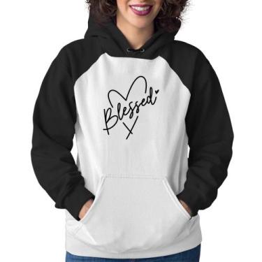 Imagem de Moletom Feminino Blessed Heart - Foca na Moda, Branco, Preto, P
