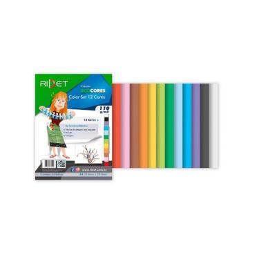 Imagem de Papel Bloco Color Set A4 Novaprint/RIDET Ecocores 110g 12 Cores 24 Fol