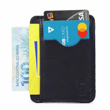 Imagem de Carteira masculina porta cartao em couro legitimo - ROMORO, Preto