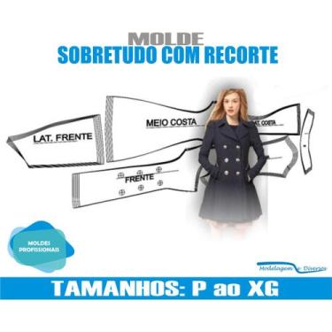 Imagem de Molde de Sobretudo Com Recorte, Modelagem&Diversos, Tamanhos P Ao Xg