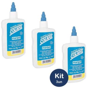 Imagem de Cola Branca 90g Colapel Maripel Kit c/ 3 Unidades  Infantil Uso Escola
