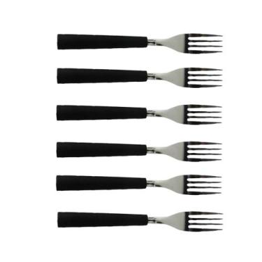 Imagem de Conjunto de garfos cabo plástico preto cozinha mesa casa 6un - casa on