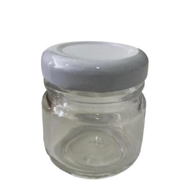 Imagem de Pote de Vidro Redondo 40ml c/ tampa de metal branca - KIT COM 24UND - 