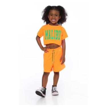Imagem de Kit Conjunto Menina Infantil de Blusa e Shorts de Verão, Laranja, 06