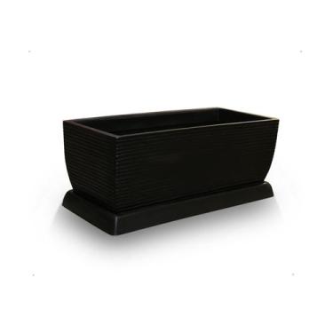 Imagem de Vaso Jardineira Floreira + Prato Polietileno 60X25 Preto - Foster Plas