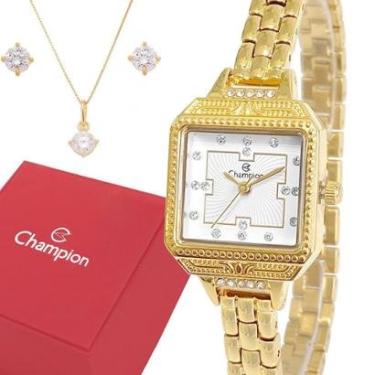 Imagem de Relógio Feminino Luxo Champion Dourado Analógico Prova Dágua-Feminino