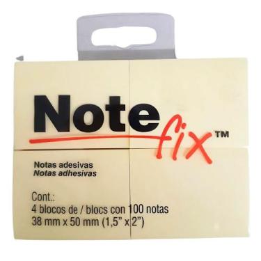 Imagem de Kit Com 4 Blocos Post-It Adesivos Amarelos 38x50mm Notefix  