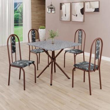 Imagem de Conjunto Sala de Jantar Mesa Quadrada 75x75cm Tampo Granito Ocre 4 Cad