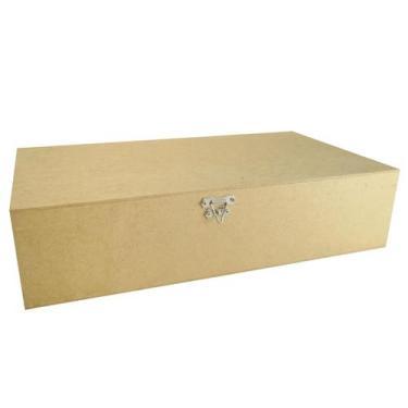 Imagem de Caixa com Dobradiça Fecho Liso 45x35x8 Mdf Madeira - ATACADÃO DO ARTES