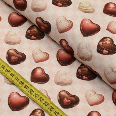 Imagem de Tecido Estampado para Patchwork - Amor De Cupcakes : Bombom de Coração