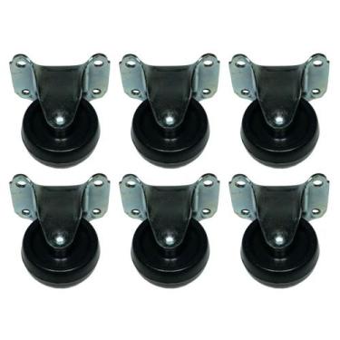 Imagem de Kit 6 Rodas 32mm Pp Preta Rodizio Placa/chapa Fixa 4 Furos - GENERIC
