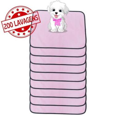 Imagem de Kit com 9 Fraldas de Câes p/Chão 70x50 Rosa 200 Lavagens - Alta Absorç