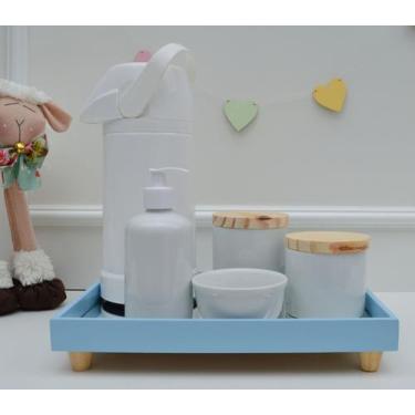 Imagem de Kit Higiene Porcelana Bebê K194 Bandeja MDF Tampa Pinus - Ciranda - ar