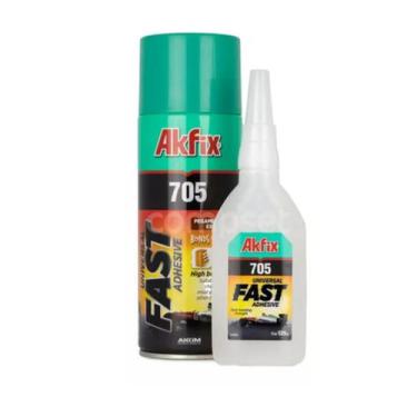 Imagem de Kit Mdf Cola Gel Instantanea + Ativador Acelerador 705 - Akfix