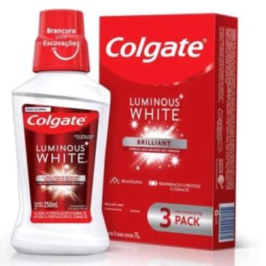 Imagem de Kit Creme Dental Colgate Luminous White 3 Un Com Enxaguante