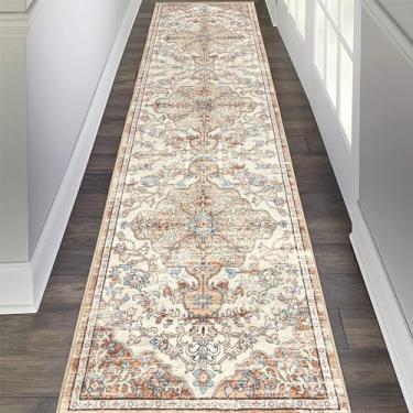 Imagem de Tapete passadeira para hall de entrada Pauwer Boêmio, 0,6 m x 2 m, lavável, para área de entrada, antiderrapante, casa de fazenda, vintage, para hall de entrada, lavanderia, cozinha, banheiro, quarto