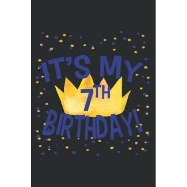 Imagem de Birthday Boy 7 Year Old Crown Confetti 7Th Birthday Party Quote: DOG JOURNAL - 6" x 9", 120 Pages: Matte Finish Cover, Diary, Planner, Journal, Lined College Ruled Paper.