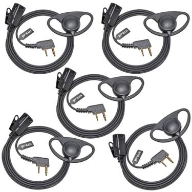 Imagem de HYS 1 gancho de orelha em forma de D UV5R 888S Walkie Talkie com PTT, fone de ouvido de rádio amador com microfone para Baofeng BF-F8HP BF-F9 UV-82 UV-82HP Kenwood NX-220E/NX-220E2 rádio bidirecional