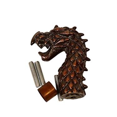 Imagem de Noor Nautical Bengala de madeira vitoriana com acabamento antigo marrom com cabo de dragão de alumínio sólido