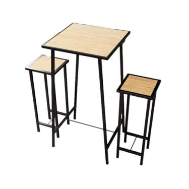 Imagem de Conjunto Mesa Alta Bar Bistrô 2 Bancos Pinus Botequim Industrial Black