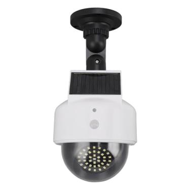 Imagem de Câmera Falsa Solar Manequim Com Luz Led Piscante Vermelha, Câmera Simulada de Vigilância de Segurança Externa para Uso Interno e Externo