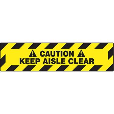 Imagem de Accuform Placa adesiva de piso PSR272 Slip-Gard, legenda "Caution Keep Aisle Clear", 15 cm de altura, 15 cm de comprimento x 61 cm de largura x 0,1 cm de espessura, vinil, preto em amarelo