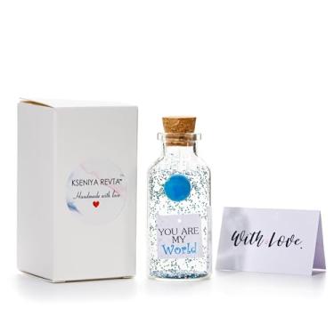 Imagem de Kseniya Revta Presente de aniversário para ela e ele, presente romântico de dia dos namorados para namorado namorada, mensagem eu te amo presentes esposa marido (mundo em garrafa grande - You Are My