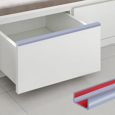 Imagem de YANRUIPRO Protetores de Borda de Armário, Guarnição de Borda de Borracha Flexível Autoadesiva de 3/4", Protegem Frentes de Cozinha E Gaveta, Protetores de Borda para Gavetas, Mesas E Prateleiras, Cinz