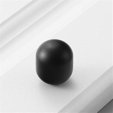 Imagem de Puxador redondo de cobre puro com furo único, puxador americano moderno simples de latão dourado para porta de armário de guarda-roupa, puxador vintage, preto, L, CHINA