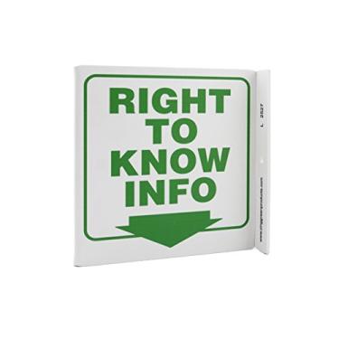 Imagem de Zing Green Products 2527 Placa de segurança "Right to Know Info" de plástico reciclado, 18 cm de comprimento, 17,8 cm de largura, 6,3 cm de altura