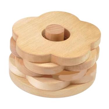 Imagem de Bothyi Porta-copos de madeira em forma de flor com suporte para caneca de chá, proteção de mesa, porta-copos para bebidas para mesa de jantar conjunto de 4, Faia