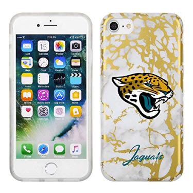Imagem de Prime Brands Group Capa de celular com design de mármore branco e dourado em TPU para Apple iPhone 8/7/6S - licenciado pela NFL Jacksonville Jaguars