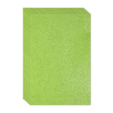 Imagem de PATIKIL Folha de espuma com glitter EVA brilhante verde claro 11,8 x 7,9 polegadas 2 mm de espessura com adesivo traseiro brilhante EVA Glitter feltro para artesanato faça você mesmo, 5 peças