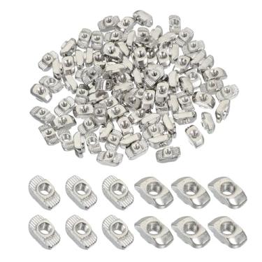Imagem de PATIKIL Porcas M3 T Série 3030, 100 peças, porca de fixação de cabeça de martelo, porca de aço carbono niquelada para perfil de alumínio l prata