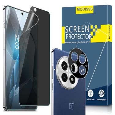 Imagem de MOOISVS Pacote com 2 + 2 protetores de tela para OnePlus 13 [sem vidro] (2 pacotes) + protetor de lente de câmera de vidro temperado (2 pacotes), filme TPU flexível, antiespião para OnePlus 13
