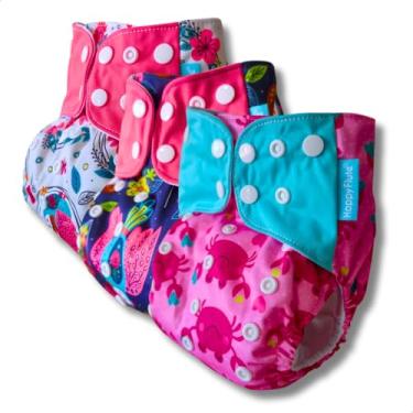 Imagem de Kit 3 Fraldas Ecológicas Reutilizável De Pano + 3 Absorventes 6 camadas