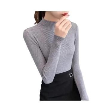 Imagem de Camisola de Malha Feminina Gola Alta - Estilo Casual Vintage Coreano p