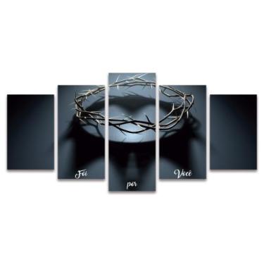 Imagem de Quadro Mosaico Decorativo Jesus Foi Por Você Coroa Espinhos Preto - De