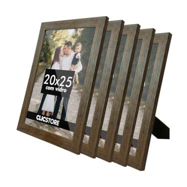 Imagem de Kit 5 Porta Retrato 20x25 Com Vidro Quadro Gravata Imagem Decoração Aparador (Tabaco)